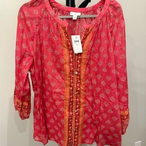 J. Jill Vibrant Pink and Orange Blouse